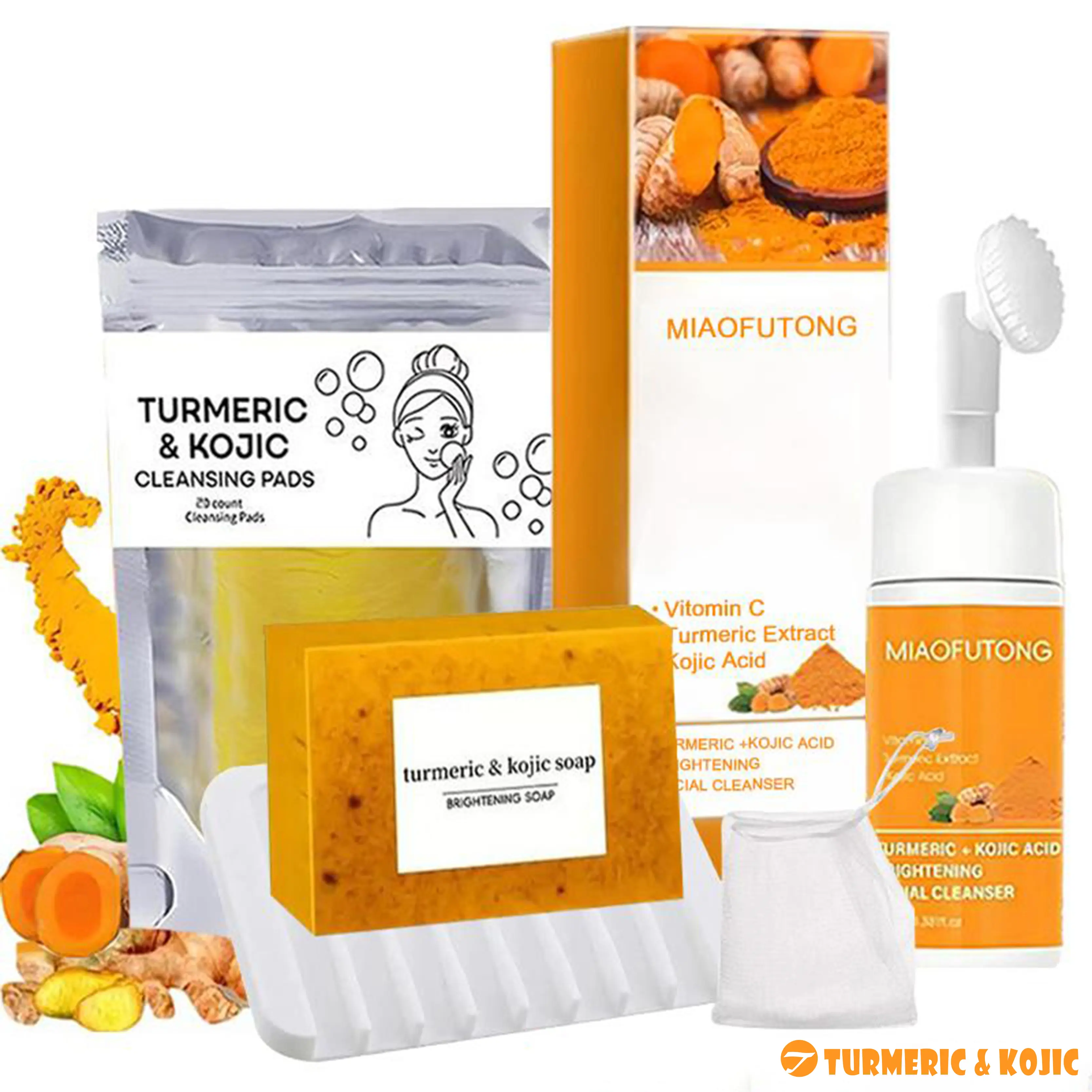 Turmeric Wash and Care Three Piece SetTurmeric Tablets, Turmeric Cleansing Mousse,Turmeric Soap ,Cleanser Comfort