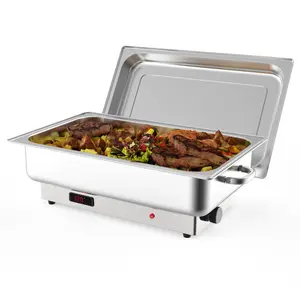 GARVEE 9QT Electric Chafing Dish Set Stainless Steel Full-size Chafer Food Warmer 2 x 1/2 Pan, Made of Food Grade Stainless Steel with a 1/1 Nsf-Certified Food Pan