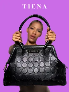 T I E N A Classic Embossed Leather Top Handle Handbag