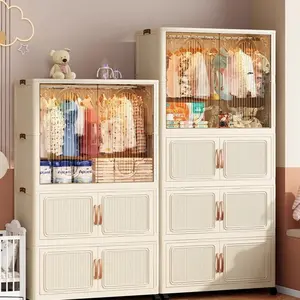Foldable No-Install Closet, Home Bedroom/ Room Storage Cabinet, Space-Saving Small Apartment Essential, Multi-Scene Wardrobe, Folding Stackable Closet