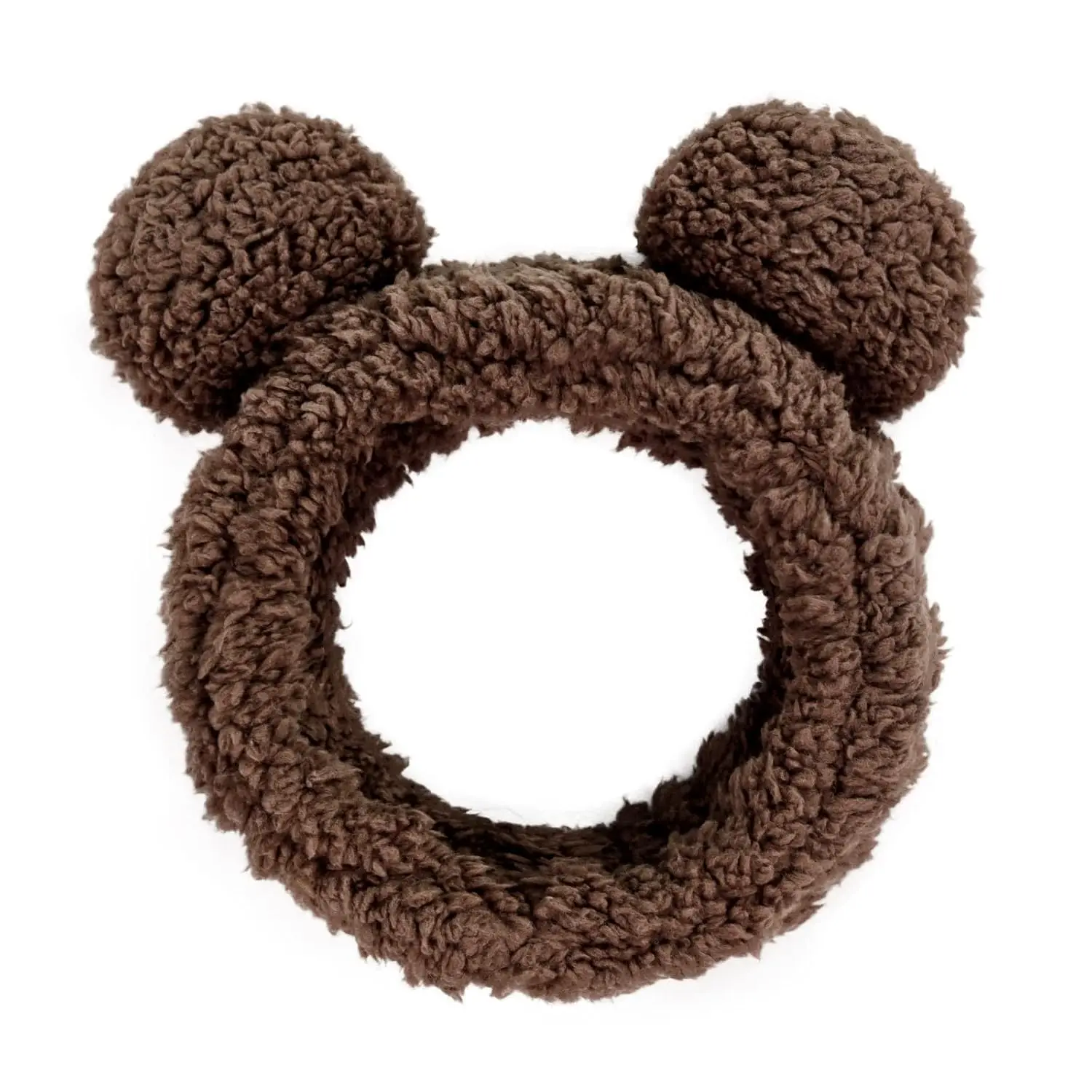 Spa Headbands for Women  Face Washing Makeup Cute Bear Ears Hair Bands Korean Elastic Fluffy Beauty Accessories, Brown