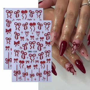 2 Pcs Bow Nail Art Stickers, 3D Cute Korean Style Butterfly Knot Design, DIY Nail Decals for Women and Girls, Manicure Decoration, Nail Sticker Sets, Nail Art Supplies