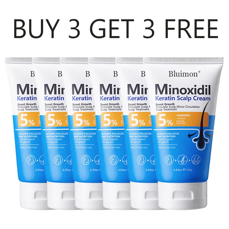 [BUY 3 GET 3 FREE] 5% Minoxidil Hair Growth Scalp Massage Cream with Keratin & Ginger for Men Women Prevents Loss Repairs Follicles Promotes Fast Regrowth Strengthens Roots