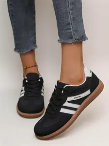 Unisex Casual PU Leather Sneakers, Soft Sole Rubber Bottom, All-Season Campus Style, Less Than Ankle Height, Plain Design
