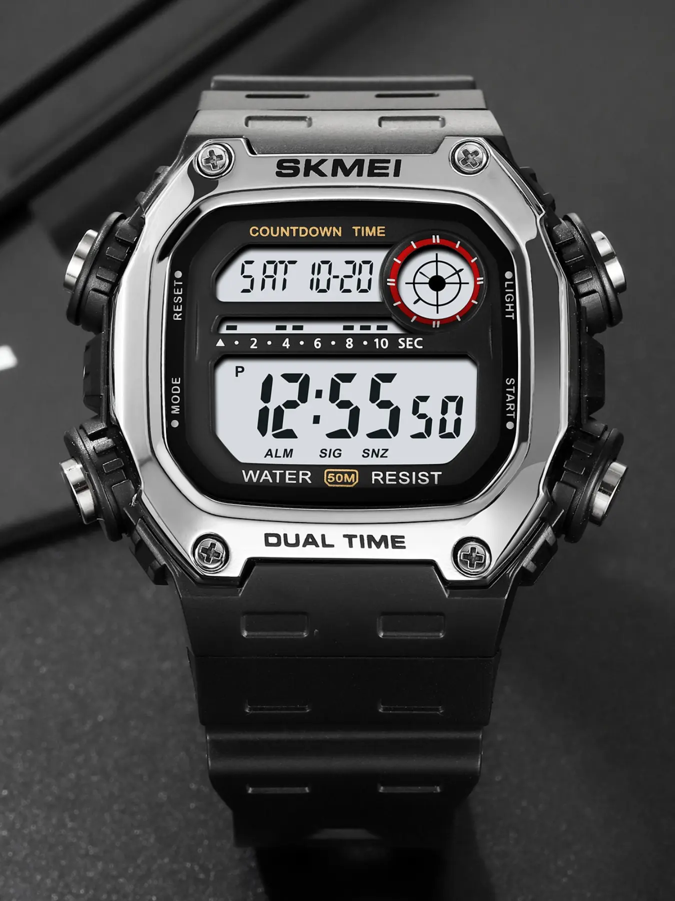 Skmei Digital Watch, Square Dial, Waterproof, Casual Trendy Wristwatch, Casual Style, All Seasons Wear, Electronic Movement, Hardlex Glass Case, Multifunctional Watch