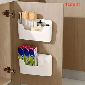 Wall Mounted Storage Box, 1 Count Punch Free Cabinet Door Storage Box, Storage Organizer for Kitchen Bathroom Office Bedroom, Home Organizer, Bathroom Organizing Accessories, Bathroom Organizer Supplies