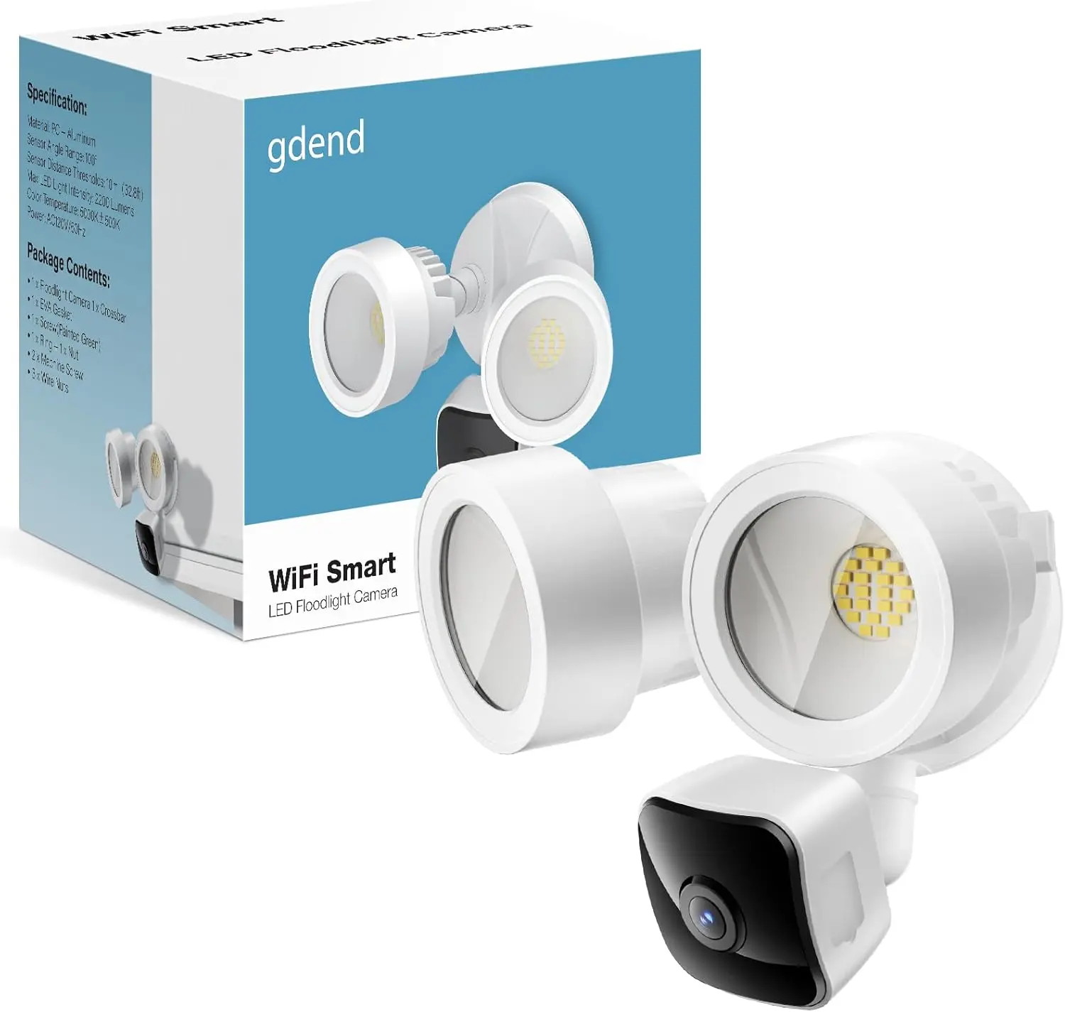 Hardwired Floodlight Security Camera - Outdoor Waterproof 3000UHD Home Camera with 2200-Lumen, Motion Sensor, Color Night Vision, 105dB Siren, 2-Way Audio, Works with Alexa, 64GB Local Storage, Customizable Lighting Schedule, 1 Unit