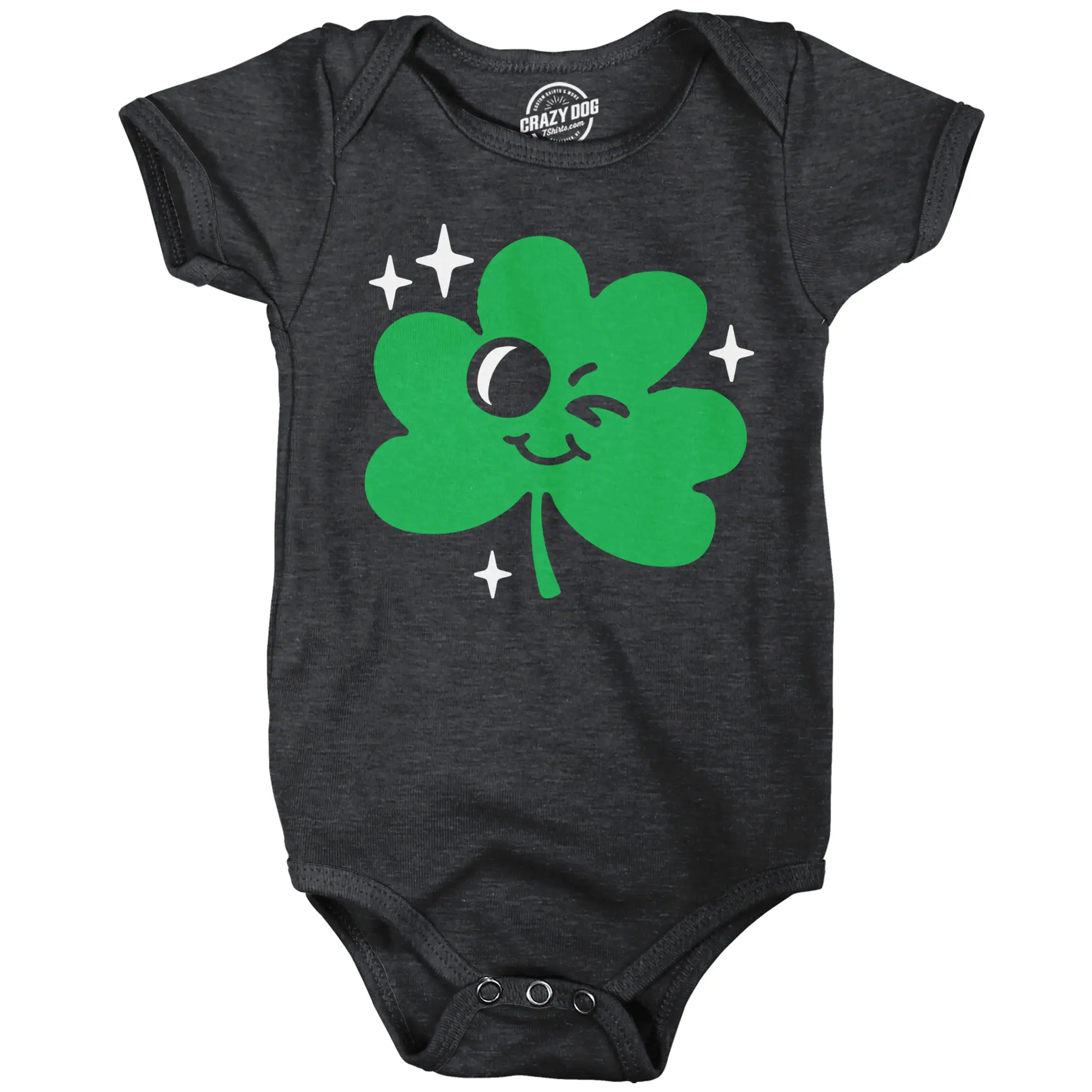 Winking Clover Baby Bodysuit Funny Sarcastic St Patricks Day Jumper For Infants Funny Baby Onesies Saint Patrick's Day Clothes for Baby Novelty Onesie Black -