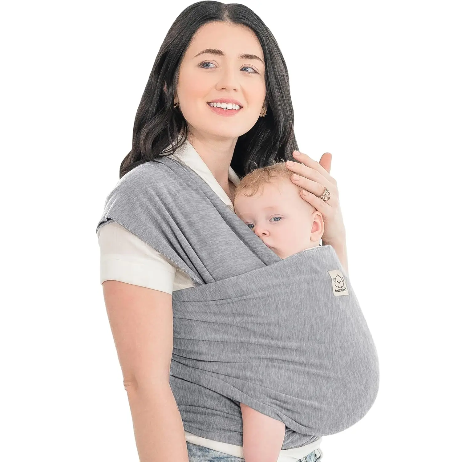 KeaBabies Chevron Baby Wrap Carrier - Lightweight Tech Fabric, Breathable Tie Sling for 0-3 Years Newborns-Toddlers, Hands-Free, Hip-Healthy Support, Colic Relief, Easy Breastfeeding, All Seasons, Endorsed by IHDI, Classic Gray