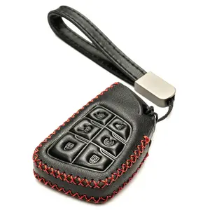 Vitodeco Genuine Leather Smart Key Fob Case Compatible with GMC Canyon, Sierra, Yukon, Acadia, Terrain (2021 - 2026 Models) - 6 Buttons