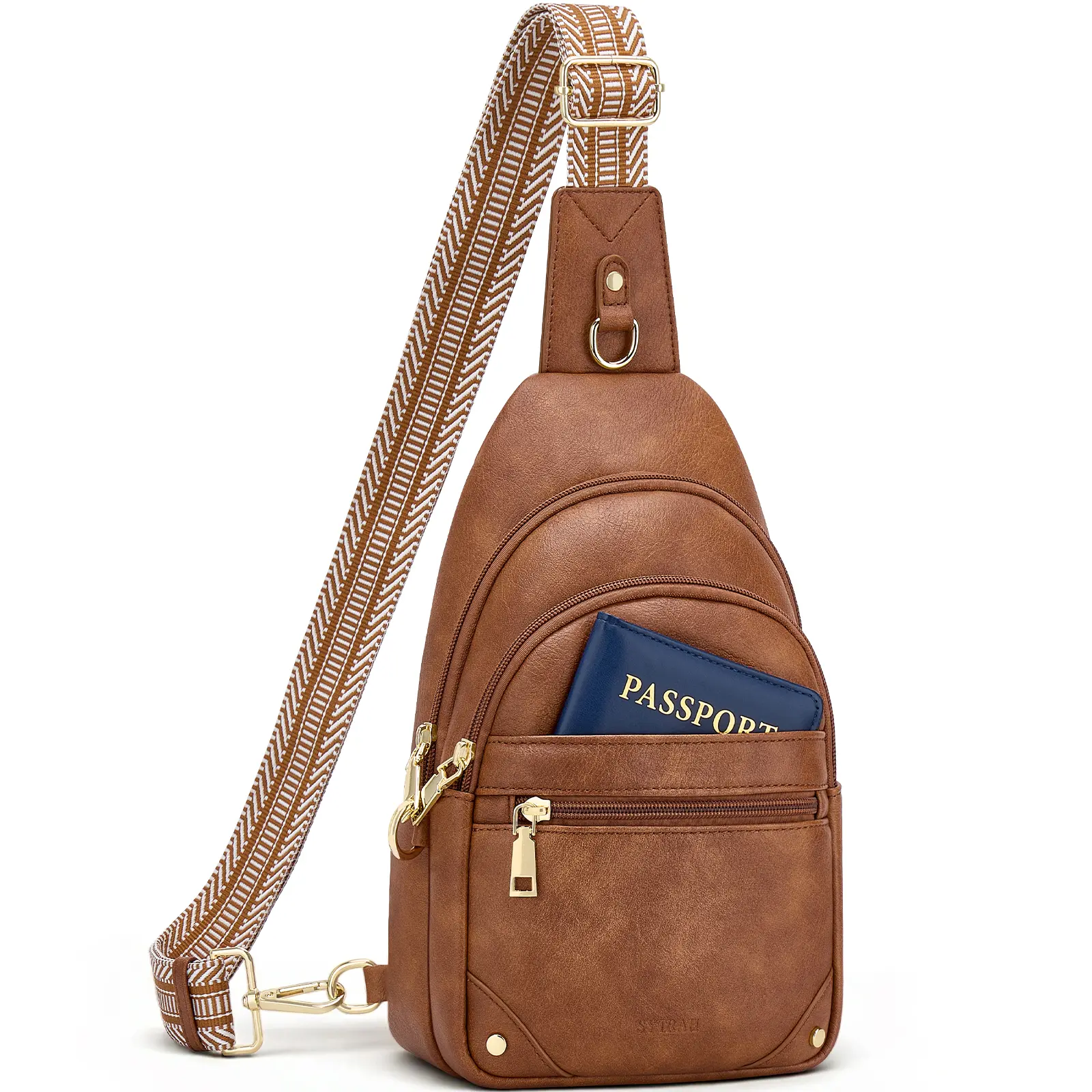 anti theft womens leather sling backpack rfid Leather Sling Crossbody Backpack RFID Blocking Travel Bag Medium