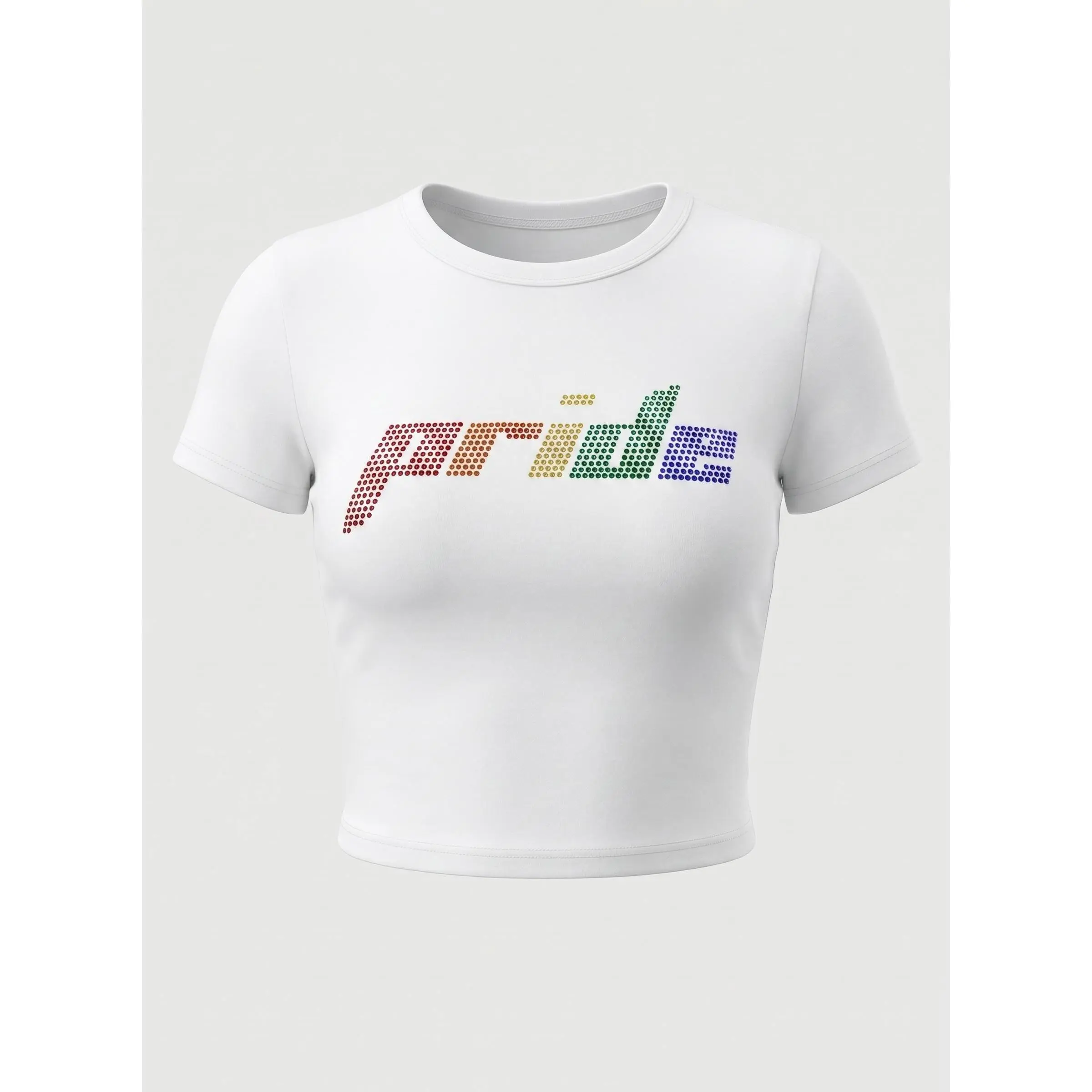 Rainbow Rhinestone Crop Top Customizable | LGBTQ+ Pride Shirt | Y2K Inspired Festival Top | Pride Month Outfit