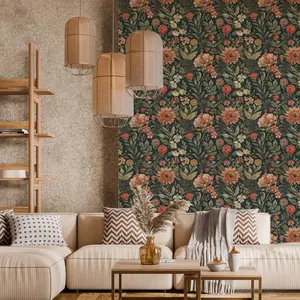 Vintage Floral Pattern Wall Sticker, Self Adhesive Wall Decal, Decorative Sticker for Home Living Room Bedroom, Peel and Stick Wallpaper Designs, Home Decor