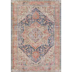 Traditional Runner Area Rug, Navy, 2'3" X 7'6" Runner