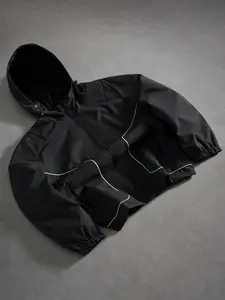 Men's Hooded Tactical Waterproof Casual Jacket Coats, Reflective Drawstring Design, All Seasons Soft Shell, Couple Matching, Outdoor Daily Use
