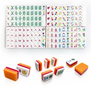 160 Premium American Mahjong Tile Set,4-Layer Acrylic Orange Artisan Mahjong Game Set with Hand-Drawn Illustrated Tiles, Stylish Mahjong Set for Game Night, Family Gathering, Parties & Gift Giving