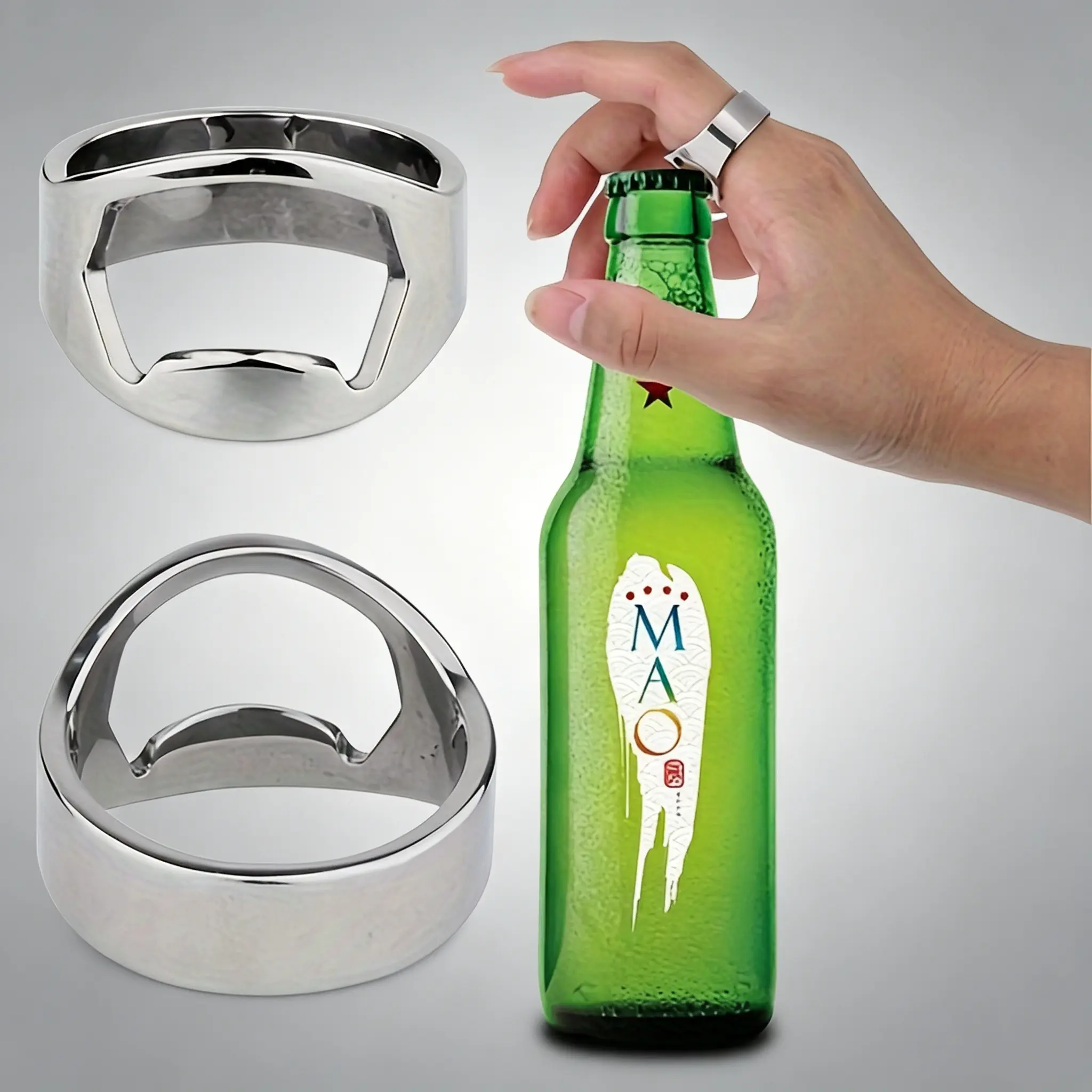 Stainless Steel Ring Shape Bottle Opener - 1 Water Bottle Cap Opener, Portable Bar Utensil, Durable, Easy to Use, 1 Size, All Seasons Kitchenware
