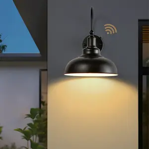 2-Pack Light Sensor Dusk to Dawn Outdoor Barn Lights, Outdoor Wall Sconces Farmhouse Exterior Wall Mount Light, E26 Base Vintage Outside Lighting Fixtures, Industrial Black Lanterns for Porch Garage Patio