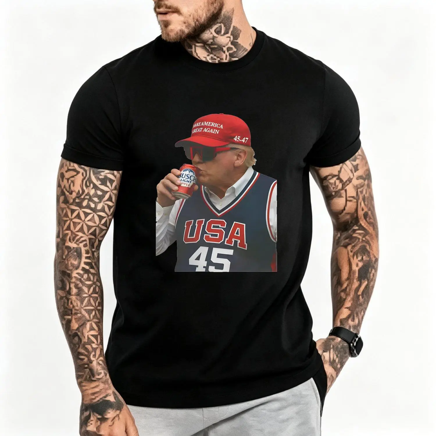 Frat graphic T shirt transferred print applied to tee men bold collegiate inspired design vintage casual party campus style