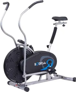 Flex Sports Upright Exercise Fan Bike, Indoor Stationary Bike for Cycling, Black/Silver/Blue