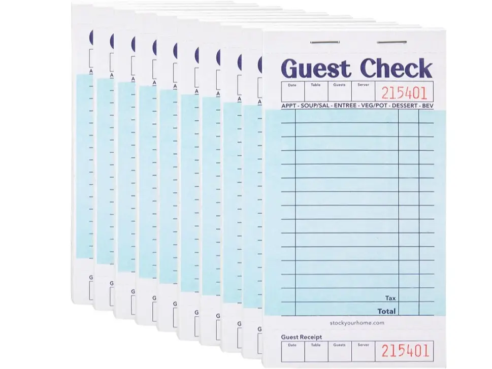 Guest Check Books for Servers (10 Pack) Server Note Pads Waiter Checkbook Food Receipt Book Restaurant Order Pad Paper Checks Waitress Accessories 500 Total Tickets