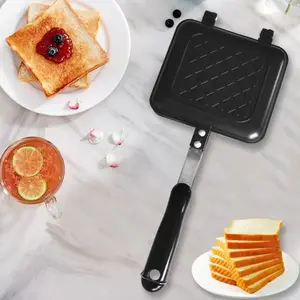 Double Sided Non-Stick Sandwich Pan, Multifunctional Flip Sandwich Maker Frying Pan, Kitchen Cookware Tool for Breakfast and Grilled Toast