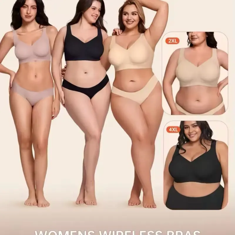 Comfort Bra Smooth V Neck Women Seamless Wireless Removable Padded Push Up Bra Soft Comfort Wire Free Anti Sagging Bra