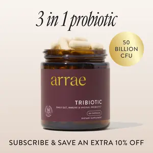 Arrae Tribiotic | 3-in-1 Prebiotic, Probiotic, & Postbiotic w/ Immunoglobulin|Natural Gut, Immune, Skin, & Women’s Health Supplement | 50 Billion CFU Healthcare Fitness