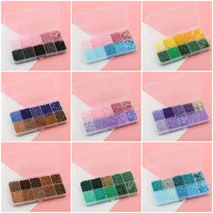 10-compartment set of solid color glass seed  pony Beads , Summer Waist Beads DIY ,Kittube beads, loose beads, bracelet beads, DIY materials, jewelry accessories