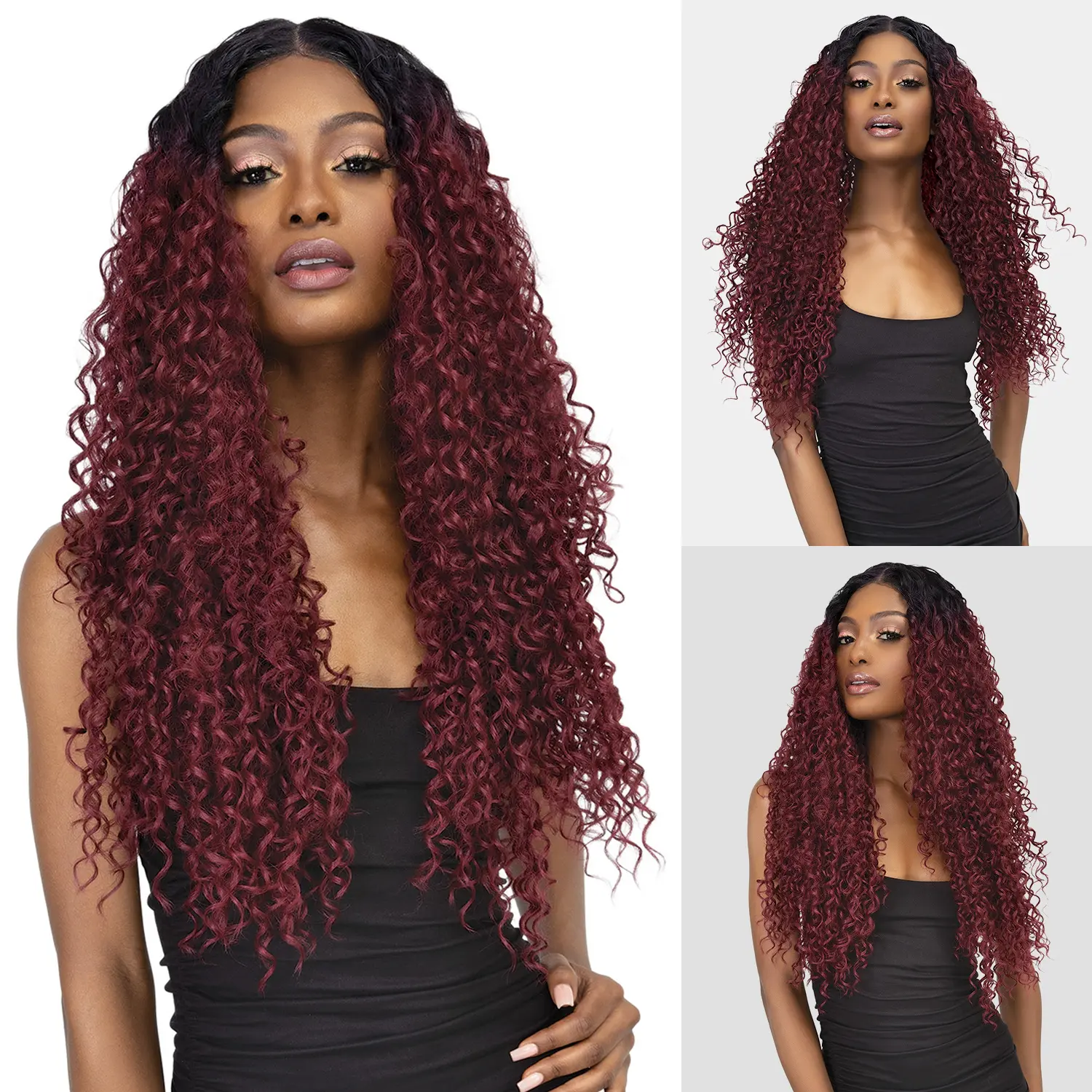 Janet Collection Remy Illusion New Bohemian Weave, 3 Synthetic Hair Bundles with 4x4 Free Part Lace Closure, Heat Resistant & Permable, Synthetic Extensions & Pieces, Perm, 3 Pcs With 4X4 Free Part Lace Closure, Shampoo, Customize, Perm, Synthetic Wavy Ha