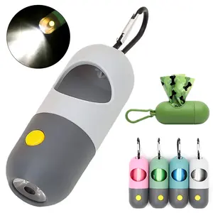 Led Light Pet Waste Bag Dispenser For Dogs Cats Dog Poop Scooper Bags Leak Proof Portable Travel Compact Easy Tear Off Illuminated Design