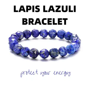 Lapis Lazuli Beaded blue Friendship Bracelet - Natural Healing Crystal Jewelry  8mm | Adjustable Spiritual connection Bracelets