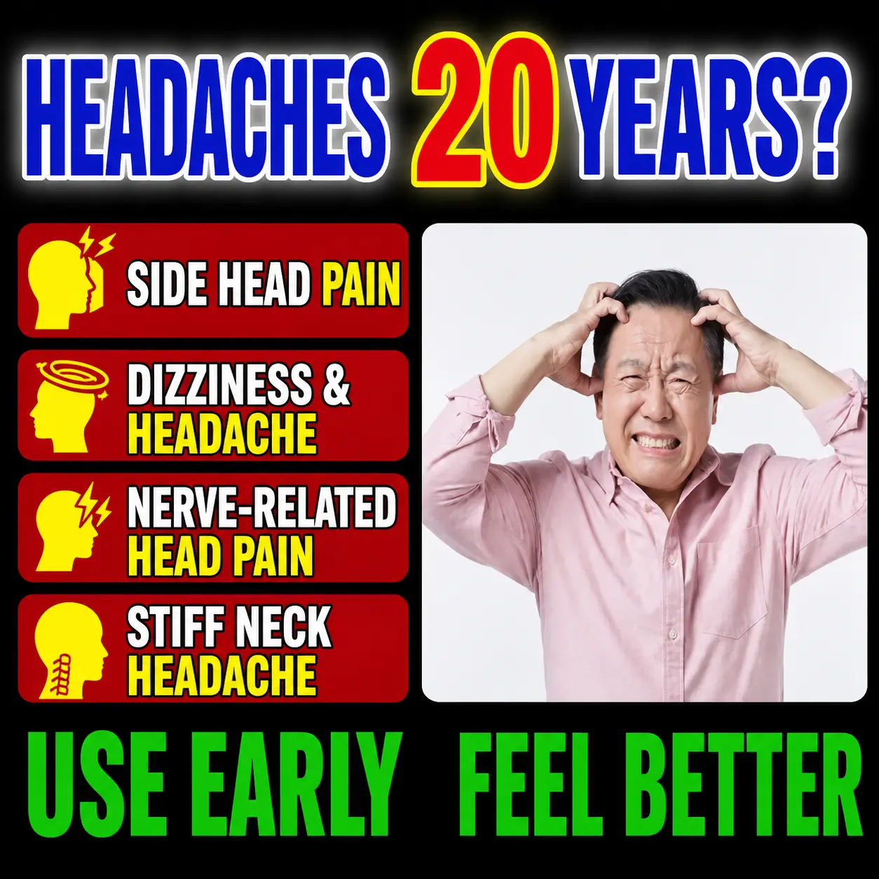 Therapeutic Heating Heat Patch, Pain Relief Solution for Stubborn Migraines & Trigeminal Neuralgia, Headache & Dizziness Relief Heat Patch, Heat Patches, Headache Relief Heat Patches
