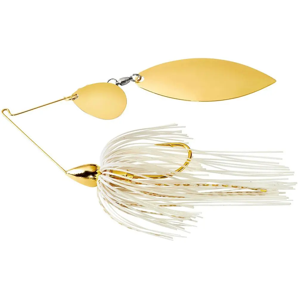 Tandem Colorado Willow Spinnerbait Lure, 3/8 oz Gold-Plated Frame, Slow-Sinking Fishing Tackle, Hook-Compatible, Tandem Blades for Grass Fishing