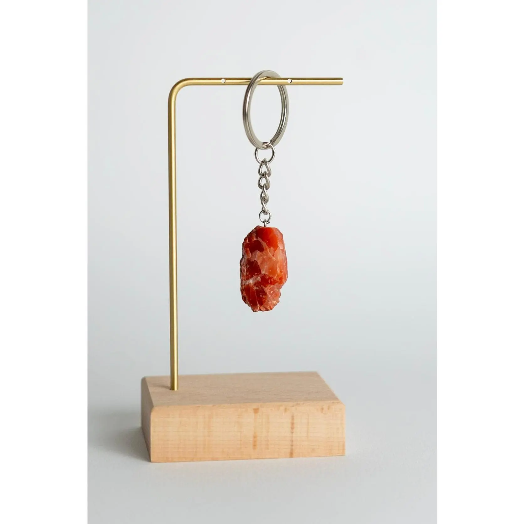 Raw Carnelian Natural Crystal Keychain - Stylish Fashion Costume Jewelry Accessory, Keychain for Bags, Creativity Happiness Motivation Stone, Stylish Keychain