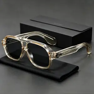 Retro Aviator Sunglasses Suitable for Both Men and Women, Classic Square 70s 80s 90s Retro Double-Bridge Sunglasses, Stylish Rectangular Plastic Frame Sunglasses with UV Protection