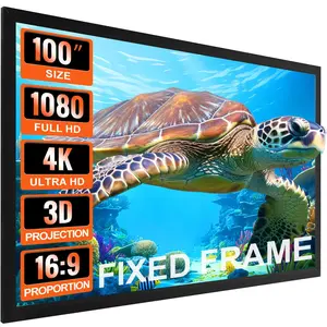 VEVOR Projector Screen Fixed Frame 100inch Diagonal 16:9 4K HD Movie Projector Screen with Aluminum Frame Projector Screen Wall Mounted for Home Theater Office Use