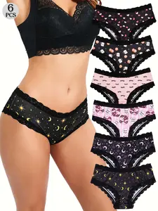 6Pcs Women's Seamless Mid-Waist Underwear Set, Moisture-Wicking Elastic Fabric, Full Coverage Design, Comfortable & Stylish Fit, Seamless Panties