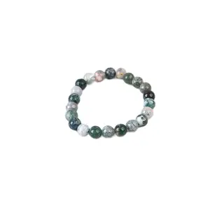 6MM Tree Agate Gemstone Bracelet - Unique Beaded Design with Tree Agate Gemstones