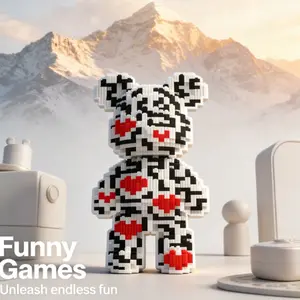 Heart Pattern Lucky Bear 3D Puzzle Building Blocks Decoration, Home Office Shelf Decor, Party Tabletop Display, Ideal Gift for Holidays, Puzzle Game