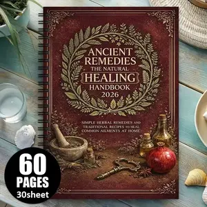 Vintage Style Coiled Notebook, Traditional Natural Healing Core, Home Herbal Wellness, Practical Record Function, Ideal for Health Lovers