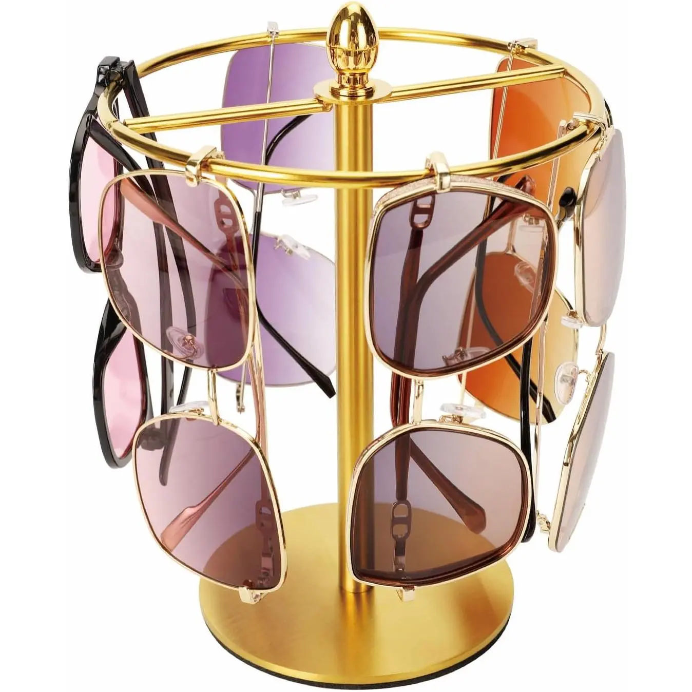 Stainless Steel Sunglasses Organizer Holder Stand, Eyeglasses Display Rack for 12 Glasses, Vertical Layout, Sturdy, Countertop, Space-Saving, Holds 12 Pcs, Synthetic, Scratch Safe, Compact, Accessory Holder