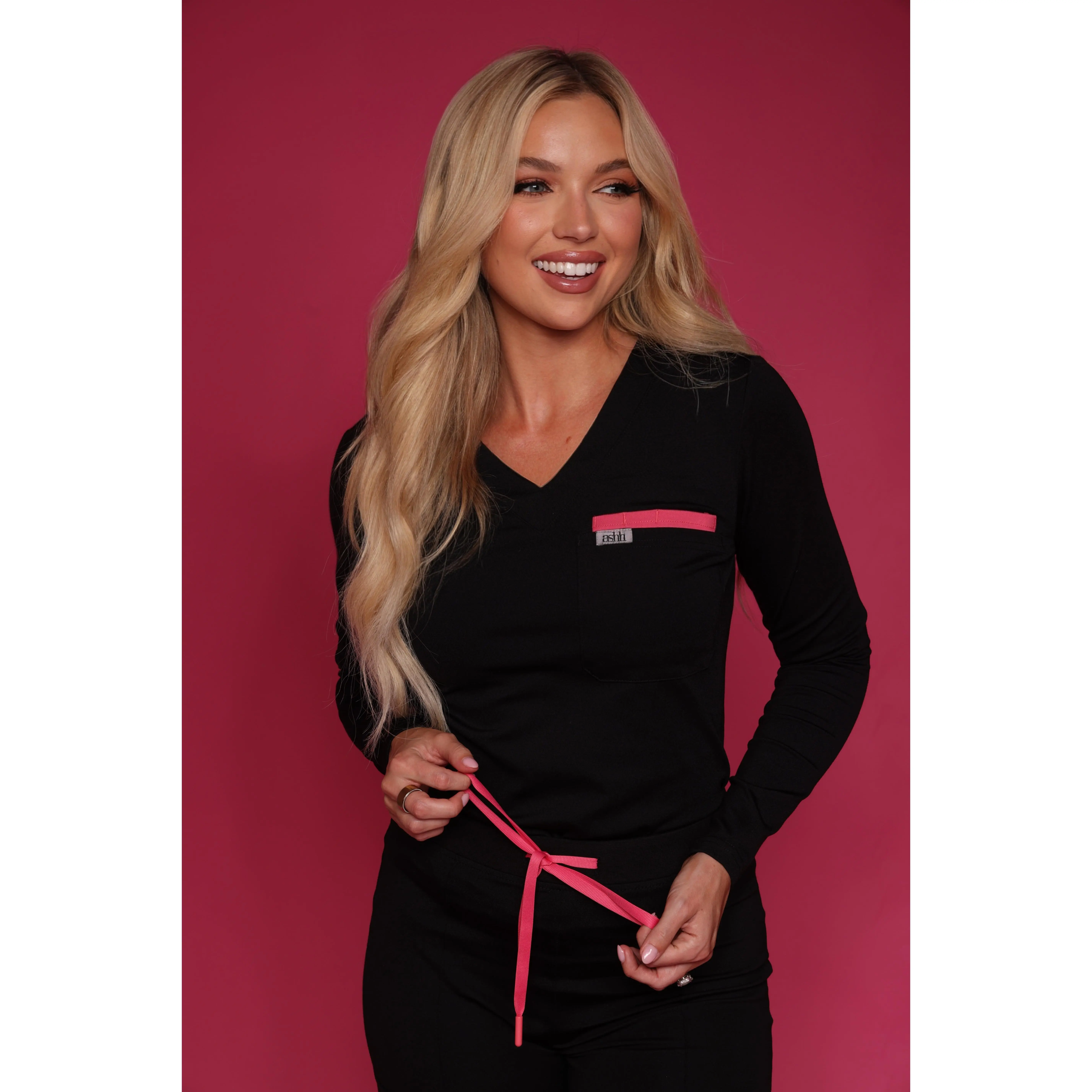 Alison Long Sleeve V-Neck Scrub Top