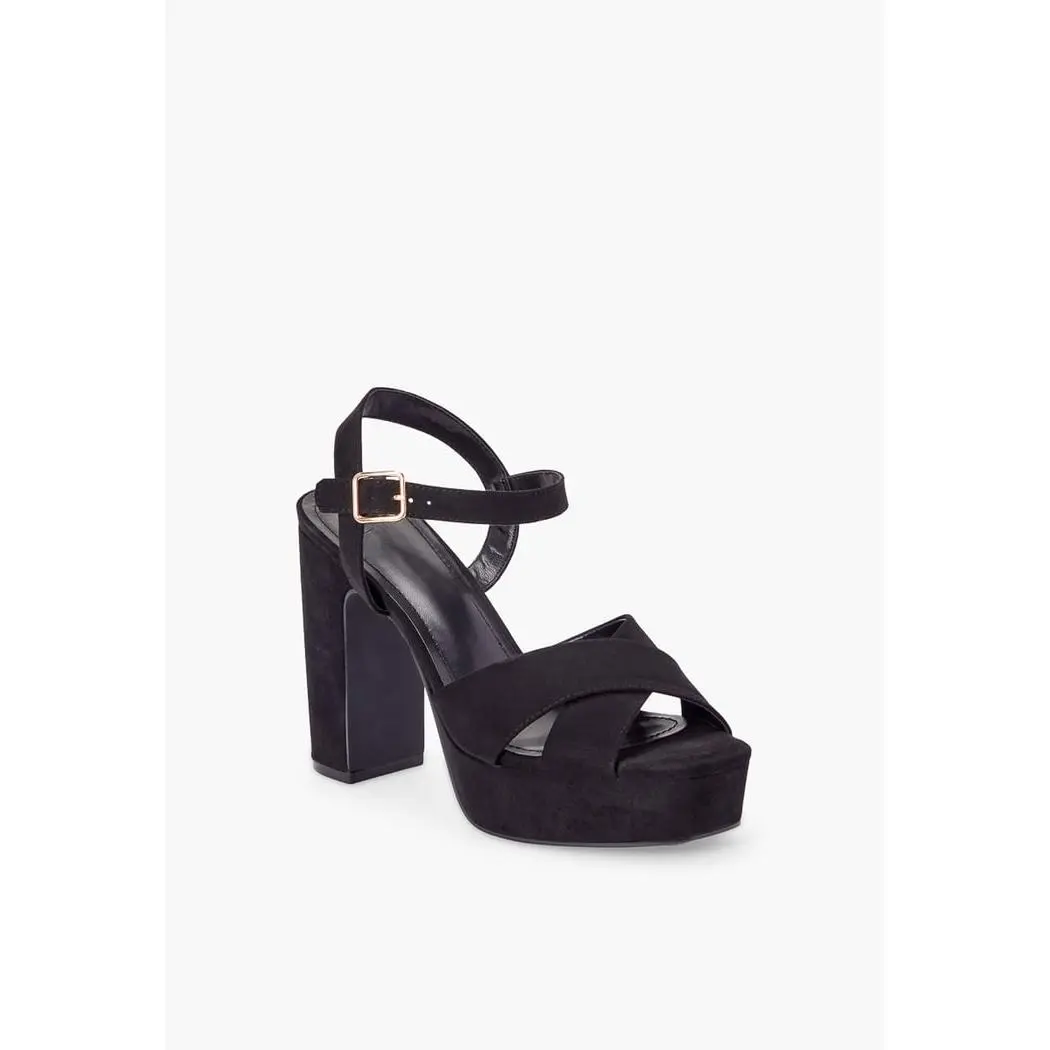Women's Faux Suede Platform Sandals with a Chunky Block Heel, Open Toe Crisscross Straps and Adjustable Ankle Buckle for Parties & Nights Out, Sandals Women, Women's Shoes