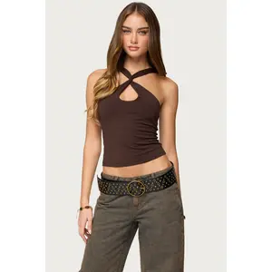 Dariah Twisted Crisscross Cutout Top