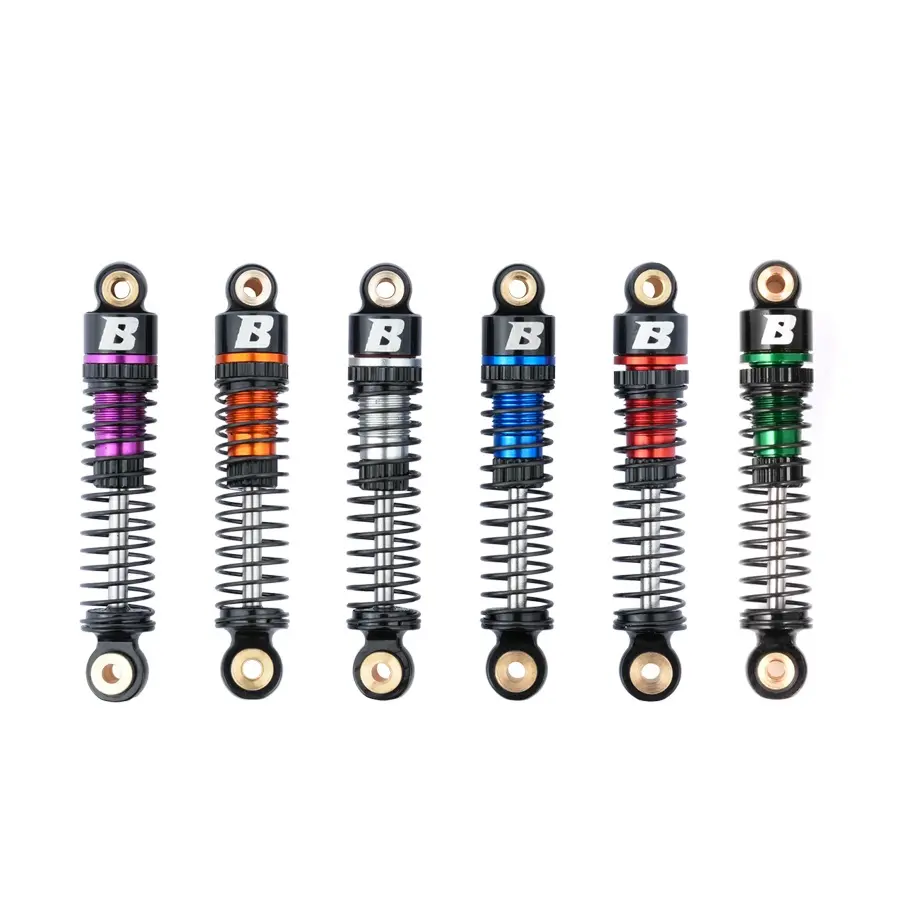 BATRAZZI 41mm Adjustable Anodized Aluminum Oil-Filled Shocks (4pcs) - Durable Carbon Steel RC Dampeners with Adjustable Pistons for FCX24/FCX18/Lc80 Electric RC Toys, Travel, Smasher, Power Wagon Remote Control Hobby, Unisex, Blue Or Red Anodize