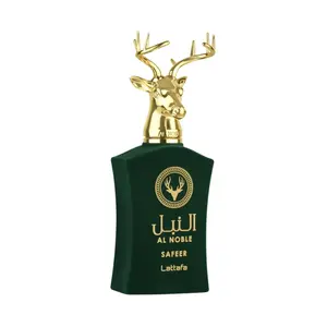 Lattafa Al Noble Safeer Perfume Spray 100ml - Green Bottle with Deer Design & Gold Accents Regular Edition Spicy Woody Herbal Scent