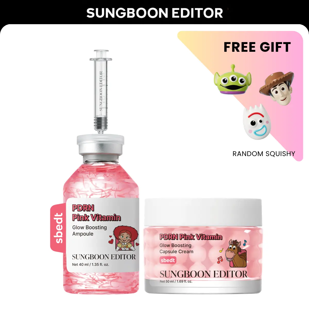 [Toy Story X Sbedt] PDRN Duo | PDRN Pink Vitamin Glow Boosting Ampoule + Capsule Cream