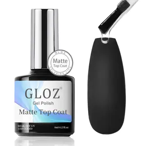 GLOZ 8ML No Wipe Matte Gel Top Coat, Soak Off UV Gel Nail Polish, Long Lasting Matte Finish for Salon & DIY Nail Art