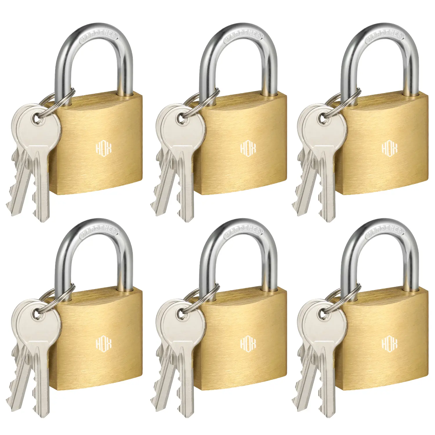 HOX Keyed Solid Brass Padlock, Waterproof, Rustproof, 1-1/4" Wide Body, Padlock with Keys for Storage Units, Sheds, Garages, Padlock Included